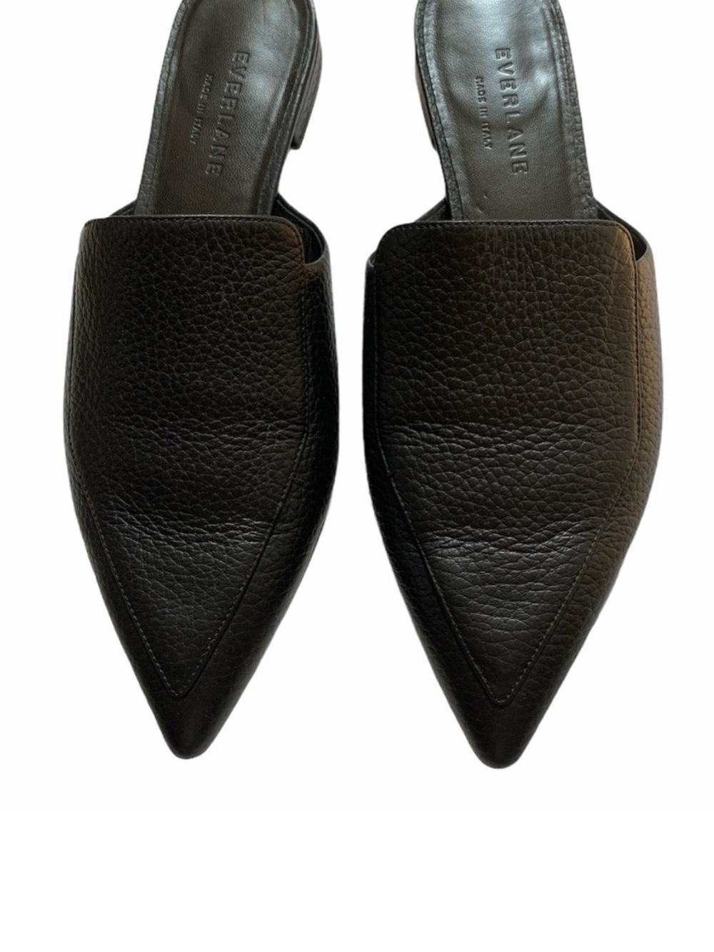 Everlane Black Pointed Leather Slide Mules